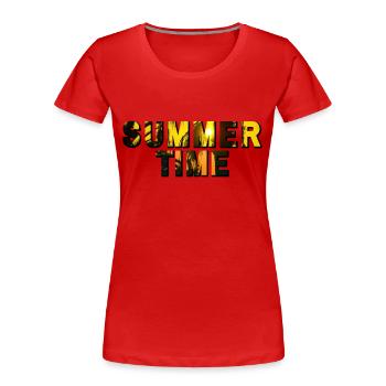 Summer Time Urlaubsmotiv mit Palmen - Frauen Premium Bio T-Shirt - Rot - Vorne - Mia (176cm)