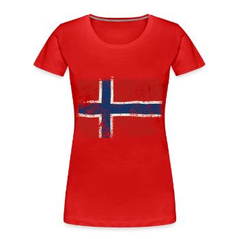 Norway Flag Pride Homeland Fatherland Gift - Women's Premium Organic T-Shirt - red - Front - Mia (176cm)