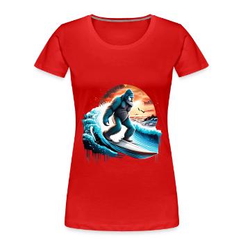Big Foot Surfen - Frauen Premium Bio T-Shirt - Rot - Vorne - Mia (176cm)