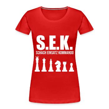 Schach Einsatz Kommando Schachmatt König Dame - Frauen Premium Bio T-Shirt - Rot - Vorne - Mia (176cm)