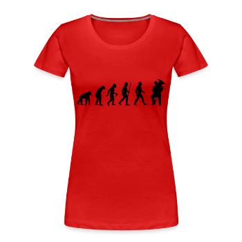 L'évolution du joueur de tuba - T-shirt bio Premium Femme - rouge - Devant - Mia (176cm)