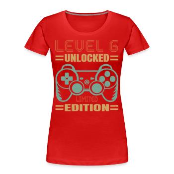 Geburtstag Level 6 freigeschaltet - Frauen Premium Bio T-Shirt - Rot - Vorne - Mia (176cm)