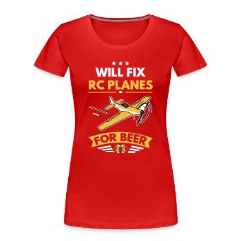 RC-Flugzeug RC-Flugzeug - Frauen Premium Bio T-Shirt - Rot - Vorne - Mia (176cm)