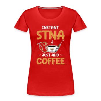 Infirmière auxiliaire certifiée STNA - T-shirt bio Premium Femme - rouge - Devant - Mia (176cm)