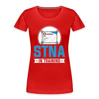 Infirmière auxiliaire certifiée STNA - T-shirt bio Premium Femme - rouge - Devant - Mia (176cm)