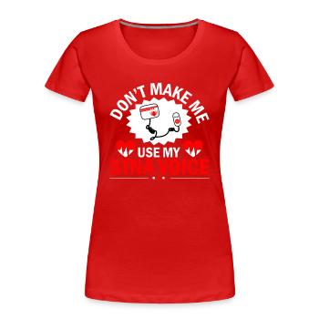 Infirmière auxiliaire certifiée STNA - T-shirt bio Premium Femme - rouge - Devant - Mia (176cm)