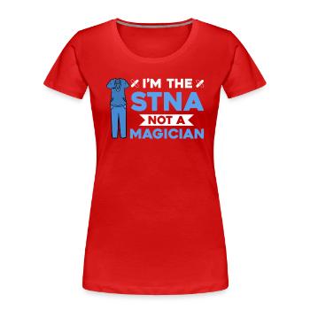 Infirmière auxiliaire certifiée STNA - T-shirt bio Premium Femme - rouge - Devant - Mia (176cm)