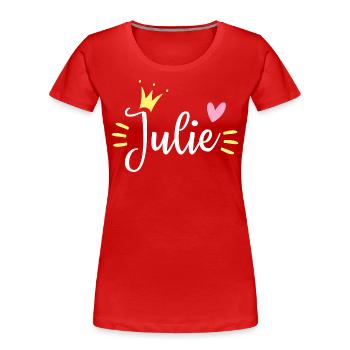 Couronne de prénom Julie - T-shirt bio Premium Femme - rouge - Devant - Mia (176cm)