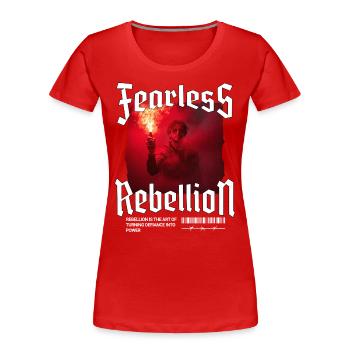 Trendig Rebell Streetwear Bengalo Pyro Streetwear - Frauen Premium Bio T-Shirt - Rot - Vorne - Mia (176cm)