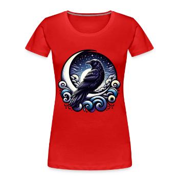 Raven at Night Moon Mystic - Women's Premium Organic T-Shirt - red - Front - Mia (176cm)
