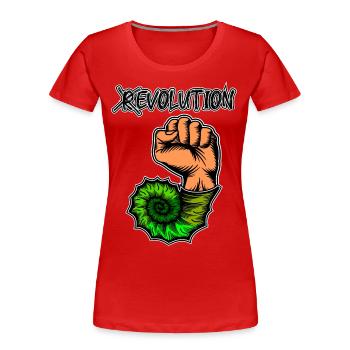 Viva la Evolution! Revolution Prähistorisch Fossil - Frauen Premium Bio T-Shirt - Rot - Vorne - Mia (176cm)