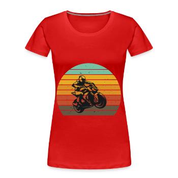 Motorcycling at sunset - Women's Premium Organic T-Shirt - red - Front - Mia (176cm)