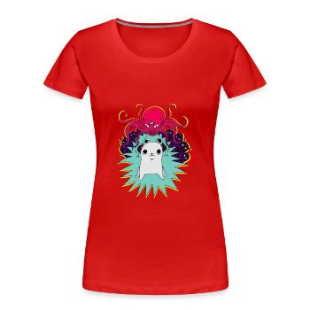 Leave Me Alone - Frauen Premium Bio T-Shirt - Rot - Vorne - Mia (176cm)