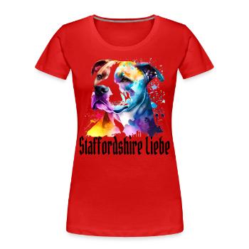 American Staffordshire - Frauen Premium Bio T-Shirt - Rot - Vorne - Mia (176cm)