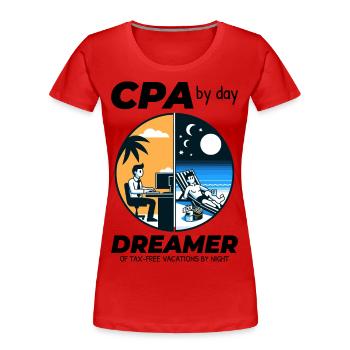 CPA Daydreams : Concilier travail et bonheur à Split - T-shirt bio Premium Femme - rouge - Devant - Mia (176cm)