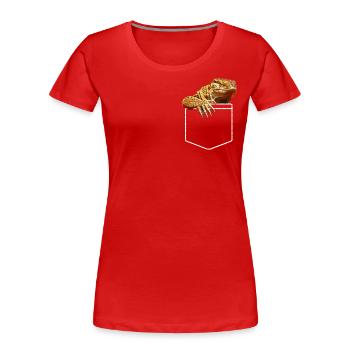 Savannah Monitor Lizard Pocket - T-shirt bio Premium Femme - rouge - Devant - Mia (176cm)