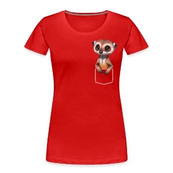 Suricate mignon dans la poche de poche de poitrine - T-shirt bio Premium Femme - rouge - Devant - Mia (176cm)