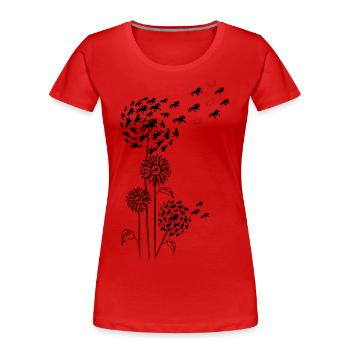 Pusteblume with flower and tölt black - Women's Premium Organic T-Shirt - red - Front - Mia (176cm)