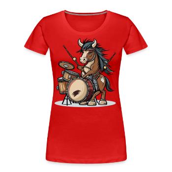 Rhythmische Rösser - Frauen Premium Bio T-Shirt - Rot - Vorne - Mia (176cm)