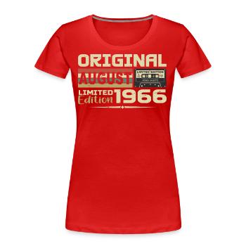 August 1966 - Jahrgang August 1966 Bj. August 1966 - Frauen Premium Bio T-Shirt - Rot - Vorne - Mia (176cm)