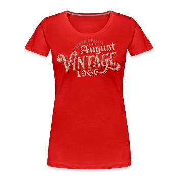 Geschenk August 1966 Geburtstag August 1966 August - Frauen Premium Bio T-Shirt - Rot - Vorne - Mia (176cm)