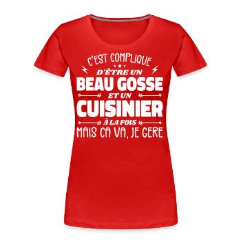 Schöner Mann Koch - Frauen Premium Bio T-Shirt - Rot - Vorne - Mia (176cm)