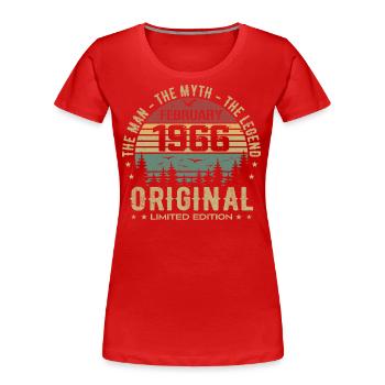 Birthday February 1966 | Vintage February 1966 - Women's Premium Organic T-Shirt - red - Front - Mia (176cm)