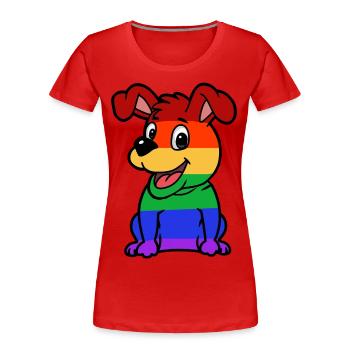 Süßer LGBT Hund Regenbogenfahne Homosexuell Gay - Frauen Premium Bio T-Shirt - Rot - Vorne - Mia (176cm)