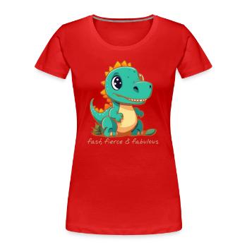 Dinosaures rapides et féroces - T-shirt bio Premium Femme - rouge - Devant - Mia (176cm)