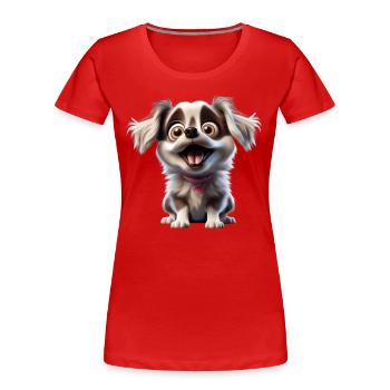 Welpenliebe Niedlicher Hund - Frauen Premium Bio T-Shirt - Rot - Vorne - Mia (176cm)