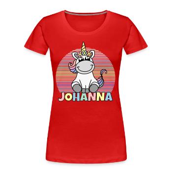 Johanna Nom de la licorne - T-shirt bio Premium Femme - rouge - Devant - Mia (176cm)