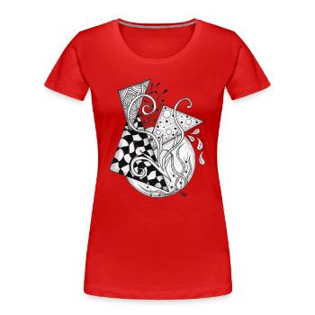 Enchevêtrement floral dessin géométrique - T-shirt bio Premium Femme - rouge - Devant - Mia (176cm)
