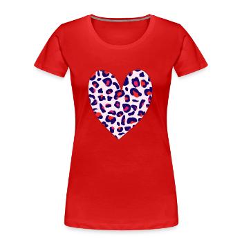 Amour de la Saint-Valentin, Cœur de léopard, Saint-Valentin - T-shirt bio Premium Femme - rouge - Devant - Mia (176cm)