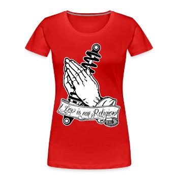 Praying Hands coilovers - Frauen Premium Bio T-Shirt - Rot - Vorne - Mia (176cm)