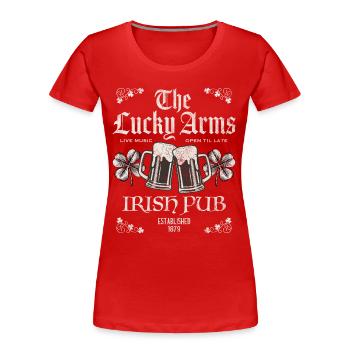 Lucky Arms Irish Pub - Women's Premium Organic T-Shirt - red - Front - Mia (176cm)