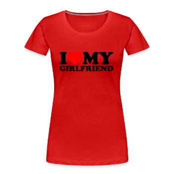 J’aime ma petite amie - Ich Liebe Meine Freundin - T-shirt bio Premium Femme - rouge - Devant - Mia (176cm)