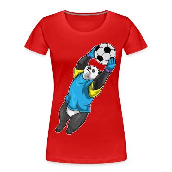 Panda Torwart Fußball - Frauen Premium Bio T-Shirt - Rot - Vorne - Mia (176cm)