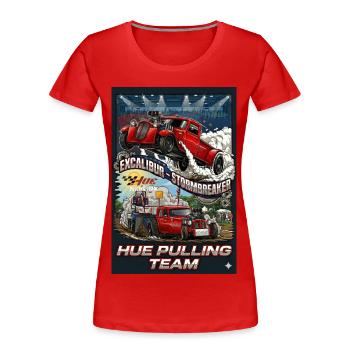 Tshirt_Hue_Pulling_Team - Frauen Premium Bio T-Shirt - Rot - Vorne - Mia (176cm)
