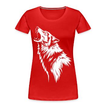 Heulender Wolf in Silhouette - Frauen Premium Bio T-Shirt - Rot - Vorne - Mia (176cm)