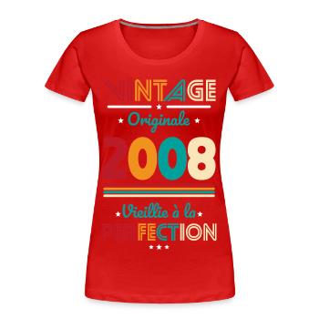 2008 – Vintage – Aged to perfection - Women's Premium Organic T-Shirt - red - Front - Mia (176cm)