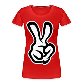 Victory Hand Signals (Right Hand / NEG / 2C) - Women's Premium Organic T-Shirt - red - Front - Mia (176cm)