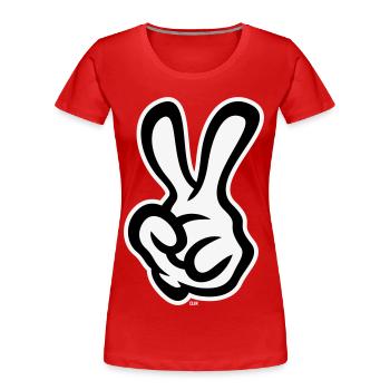 Victory Hand Signals (Left Hand / NEG / 2C) - Women's Premium Organic T-Shirt - red - Front - Mia (176cm)