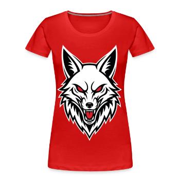Renard Sauvage Mascotte Logo Sport Gaming Cadeau - T-shirt bio Premium Femme - rouge - Devant - Mia (176cm)