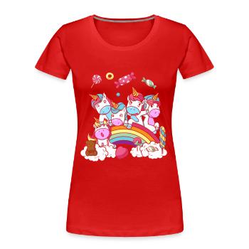 Geburtstag Geschenk Einhorn Party Tochter - Frauen Premium Bio T-Shirt - Rot - Vorne - Mia (176cm)
