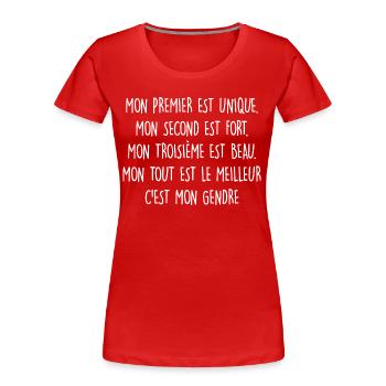 Mein Schwiegersohn sieht gut aus - Frauen Premium Bio T-Shirt - Rot - Vorne - Mia (176cm)