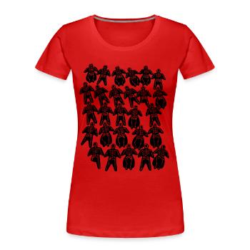 Schlauchblume schwarz - Frauen Premium Bio T-Shirt - Rot - Vorne - Mia (176cm)