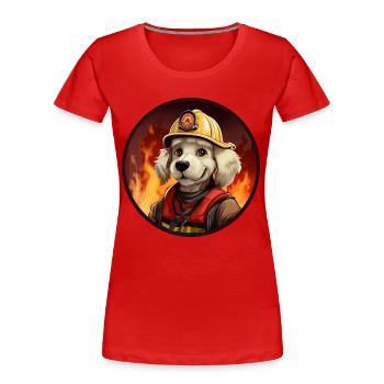 Feuerwehrmann Hund - Frauen Premium Bio T-Shirt - Rot - Vorne - Mia (176cm)