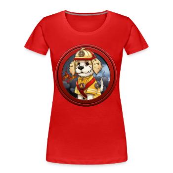 Hunde Feuerwehr / Feuerwehrmann Hund - Frauen Premium Bio T-Shirt - Rot - Vorne - Mia (176cm)