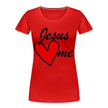 Jesus loves me loves me red heart - Women's Premium Organic T-Shirt - red - Front - Mia (176cm)