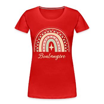 Cadeau Boulangère. Boho Rainbow boulangère. - T-shirt bio Premium Femme - rouge - Devant - Mia (176cm)